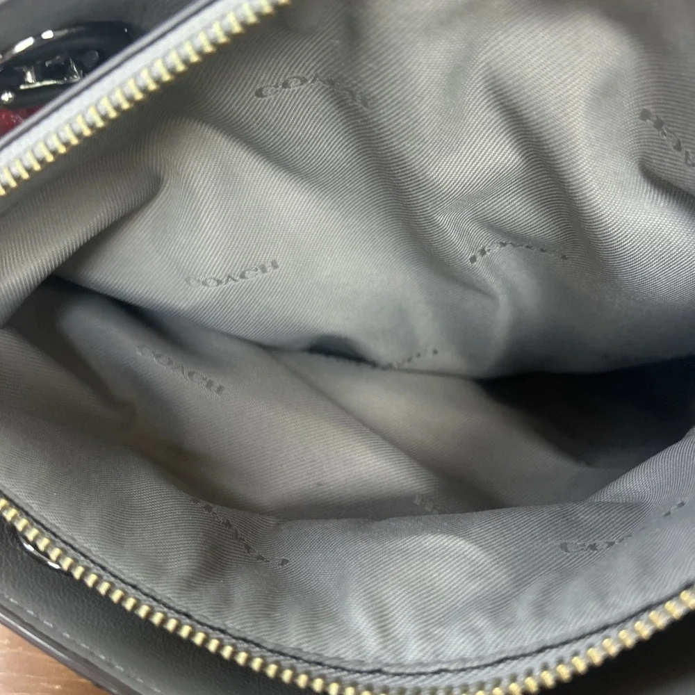 COACH 20165 Turnlock Edie Carryall Gray Pebbled Leather & Suede Shoulder Bag